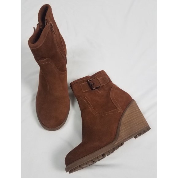 Carlos By Carlos Santana Women's Sz. 5.5 Brown Suede Wedges Booties - Picture 1 of 10
